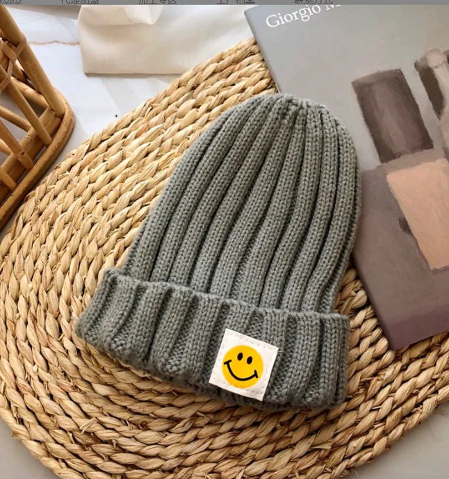 Baby Toddler Ribbed Knit Smile Face Beanie - PepitoStore