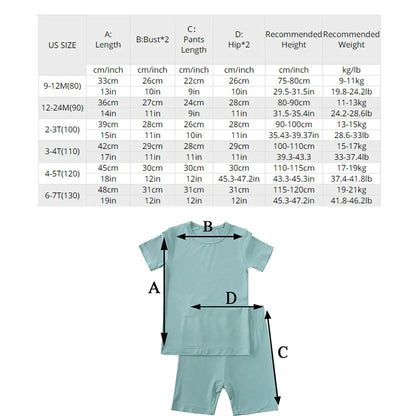 Bamboo Fiber Toddler Kids Pajamas Set