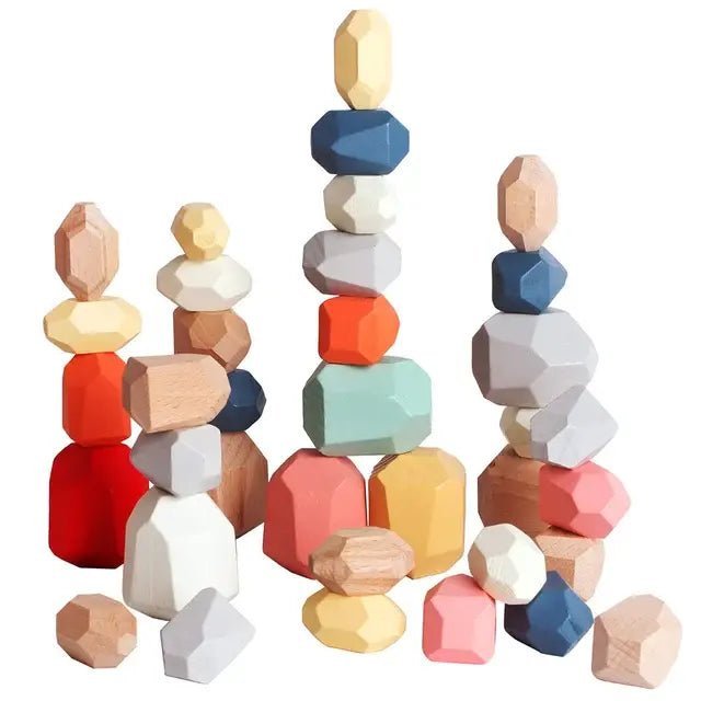 Wooden Stacking Stones Sensory Toy - PepitoStore - 