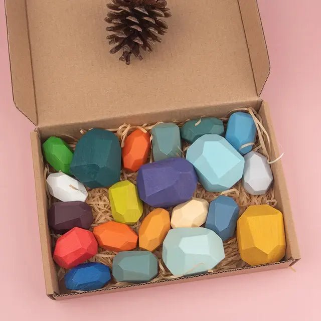 Wooden Stacking Stones Sensory Toy - PepitoStore - 