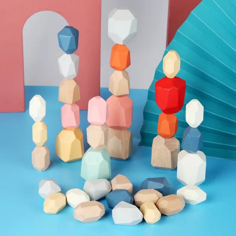 Wooden Stacking Stones Sensory Toy - PepitoStore - 